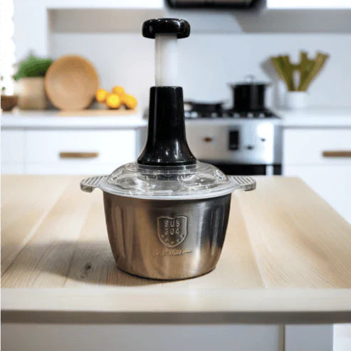 Imported Manual Hand Push Chopper Stainless Steel For Vegetables & Meat 2L