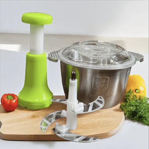 Imported Manual Hand Push Chopper Stainless Steel For Vegetables & Meat 2L